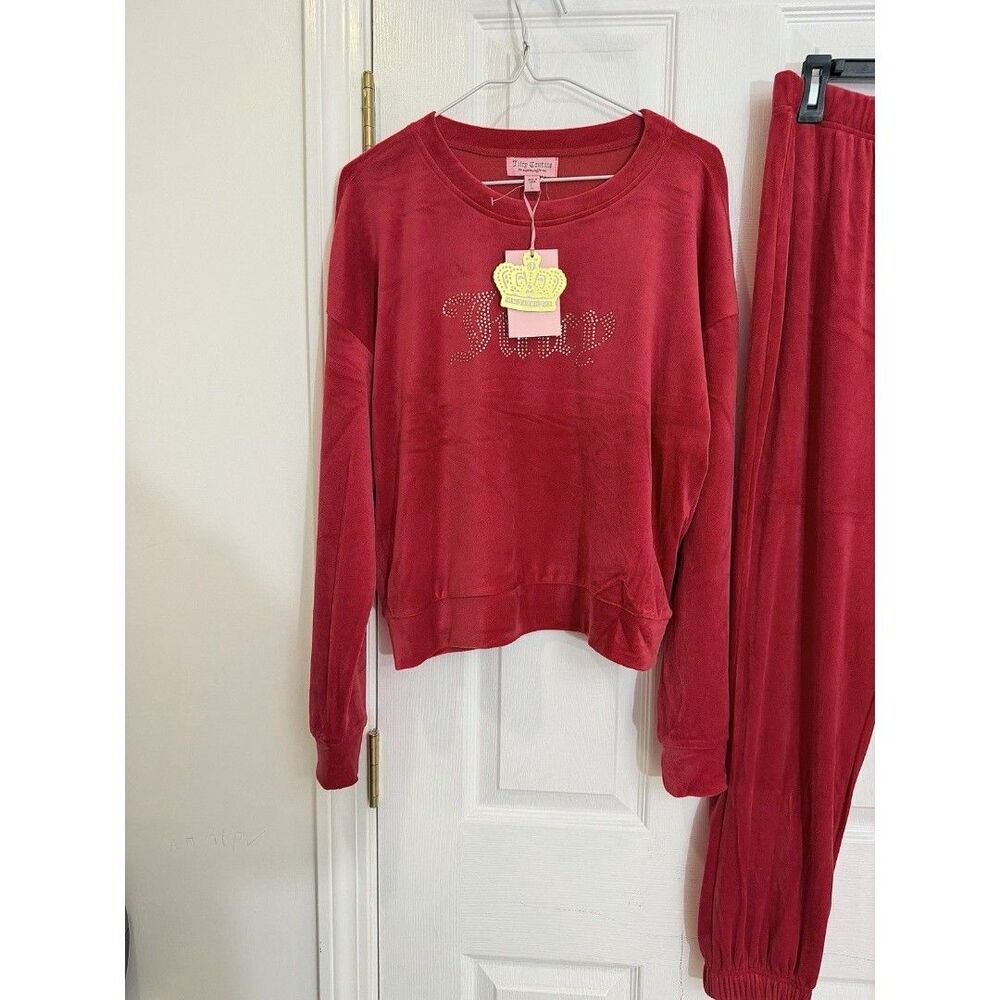 NWT Juicy Couture Big Bling Velour Tracksuit Set in Coco Red - Picture 6 of 11
